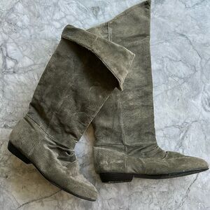 Genuine leather knee high foldover boots 7.5W